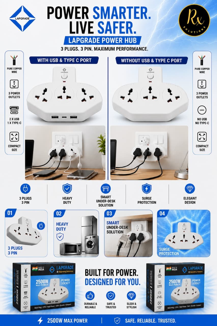 LAPGRADE 2500W Universal Power Hub (without usb and type-c ports)