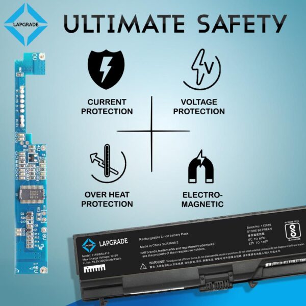 Lapgrade Battery for Lenovo ThinkPad SL410 SL510 Series safety