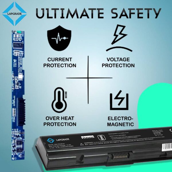Lapgrade Battery for Toshiba Dynabook AX EX Series, Equium A200 L300 Series safety