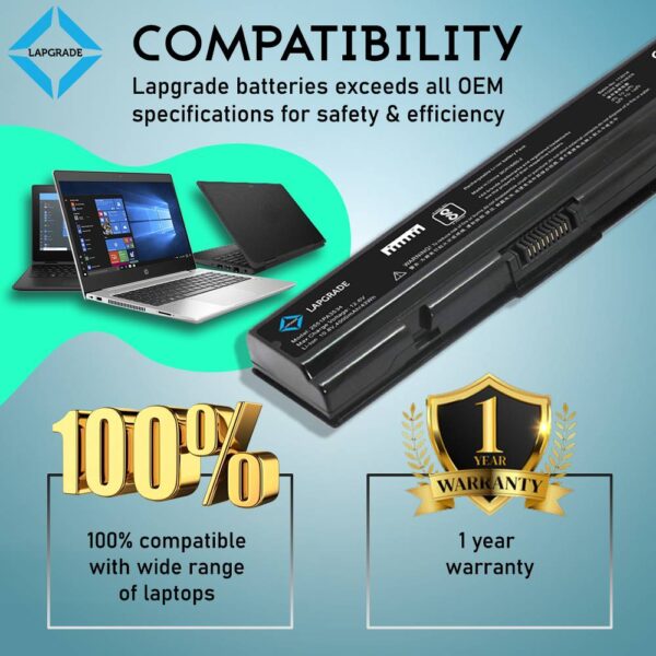 Lapgrade Battery for Toshiba Dynabook AX EX Series, Equium A200 L300 Series compatiblity