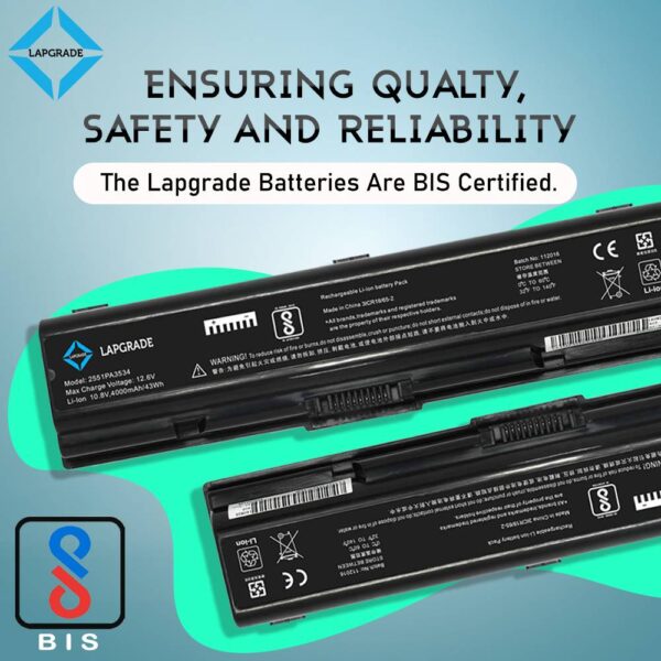 Lapgrade Battery for Toshiba Dynabook AX EX Series, Equium A200 L300 Series reliable