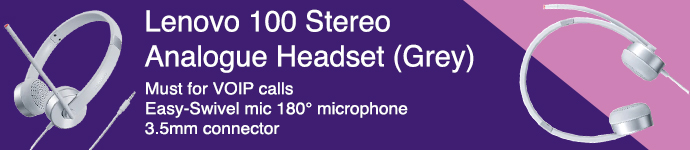 Lenovo 100 Stereo Analogue Headset (Grey)-GXD1B60597