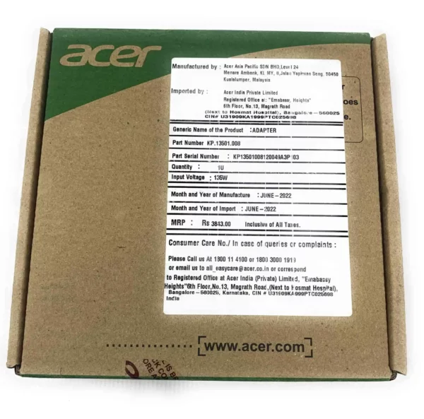 Acer Lite-on 135W 19V 1.7*5 Adapter-KP.13503.007/KP.13501.008 boc top