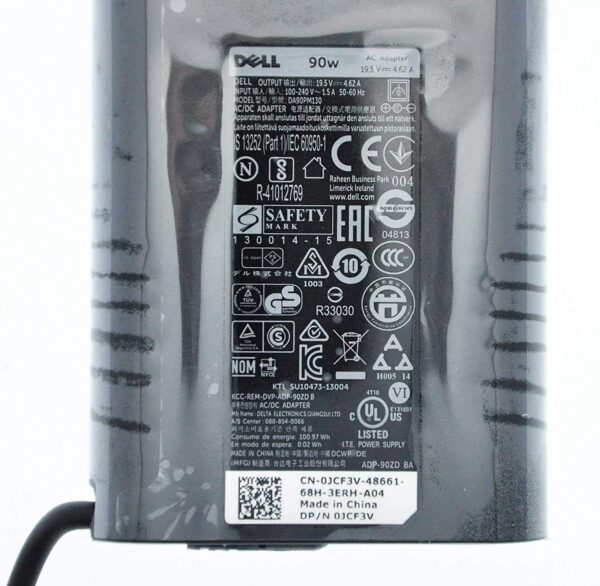 Dell Original 90W 7.4 mm Pin Slim Adapter Charger for Inspiron e1405, e1505, e1705 label