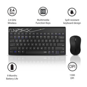 Rapoo 8000M Multi-Mode Keyboard & Mouse Bluetooth 3.0/4.0 Wireless 2.4 GHz 1300 DPI Combo, 3 Years Warranty -Black - Image 5