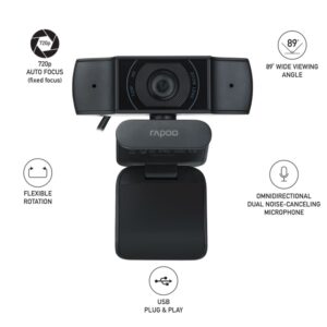 HD Webcam with Microphone, RAPOO C260 USB 1080P , Built-in Dual Noise Reduction Mics, 95-degree Wide Angle, Zoom/Skype/Teams, Conferencing and Video Calls - Image 8