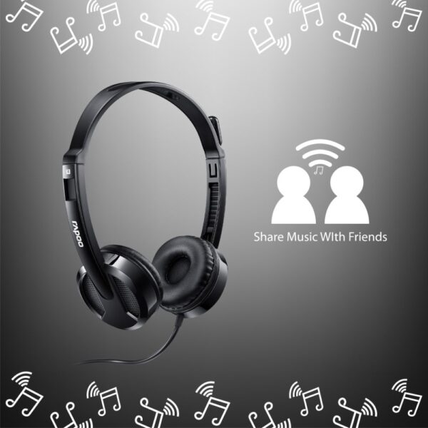 Rapoo H120 Stereo Wired On Ear Headphones With Microphone Noise-Reduction, Usb, Pc/Mac/Laptop/chrome OS - Black
