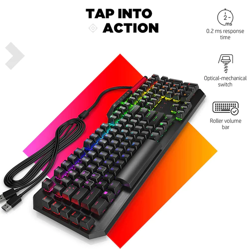 HP OMEN Sequencer Opto Mechanical Wired RGB Gaming Keyboard with N-Key response time