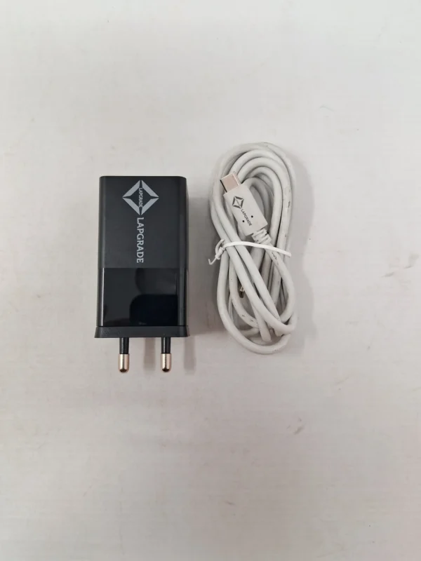 front (1) Lapgrade 65W GaN Tiny charger (Black) with Type C Cable